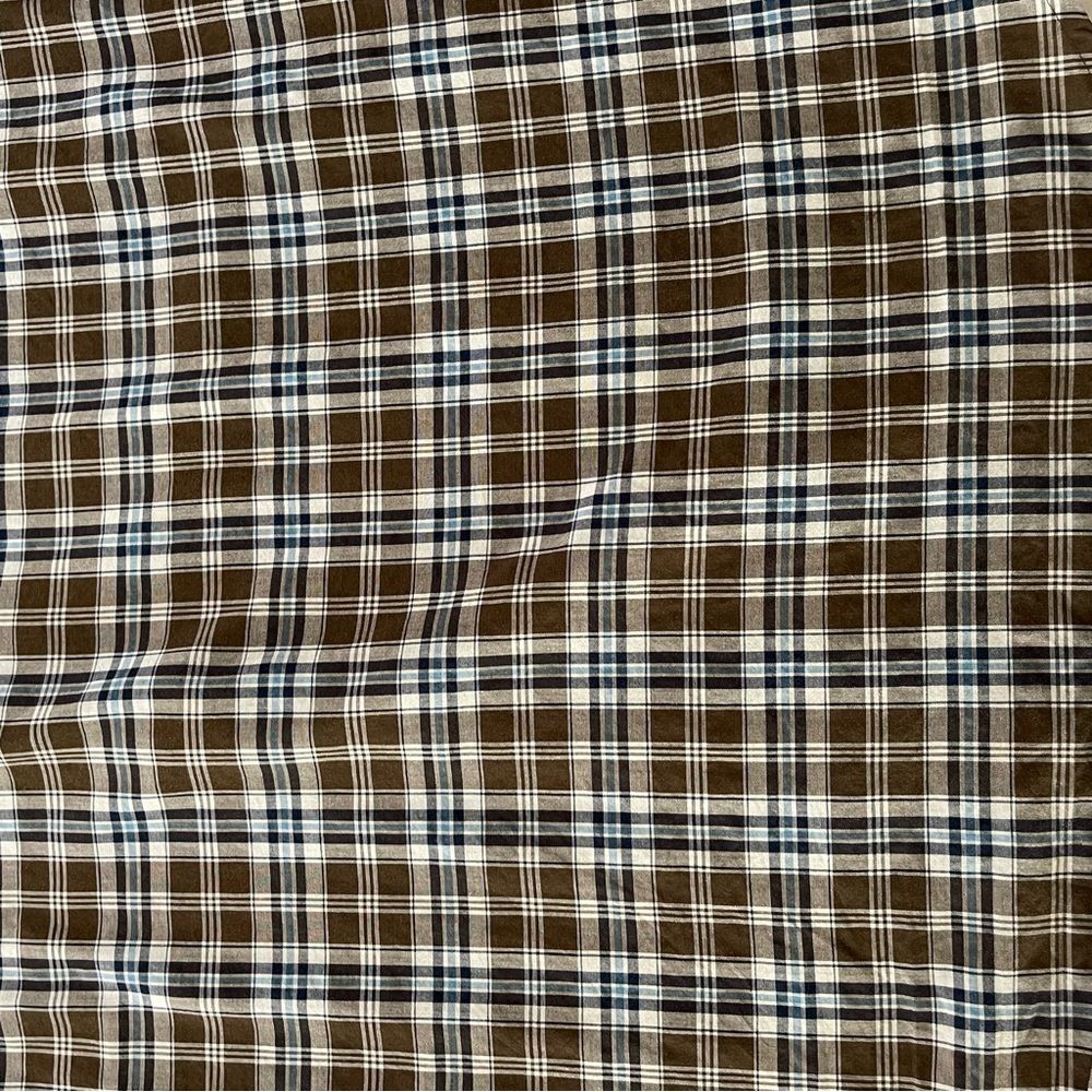 Puritan Long Sleeve Button Down Dress Shirt in 2XL | Brown Plaid Cotton Blend - Picture 4 of 5